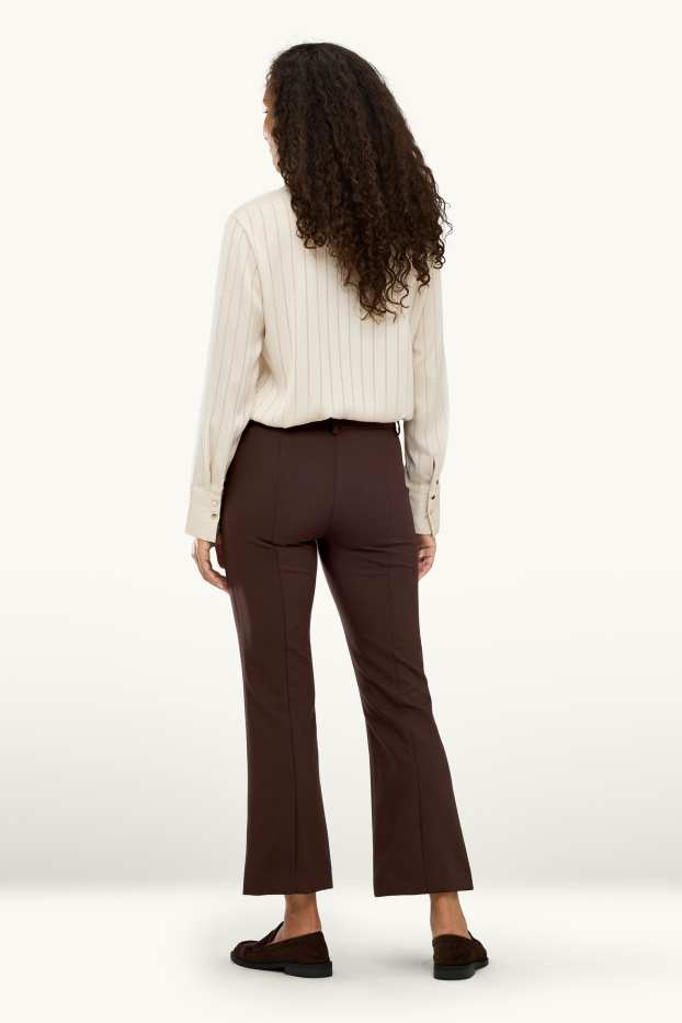 Damen - Stoffhose - Mid Waist - Flared - dunkelbraun