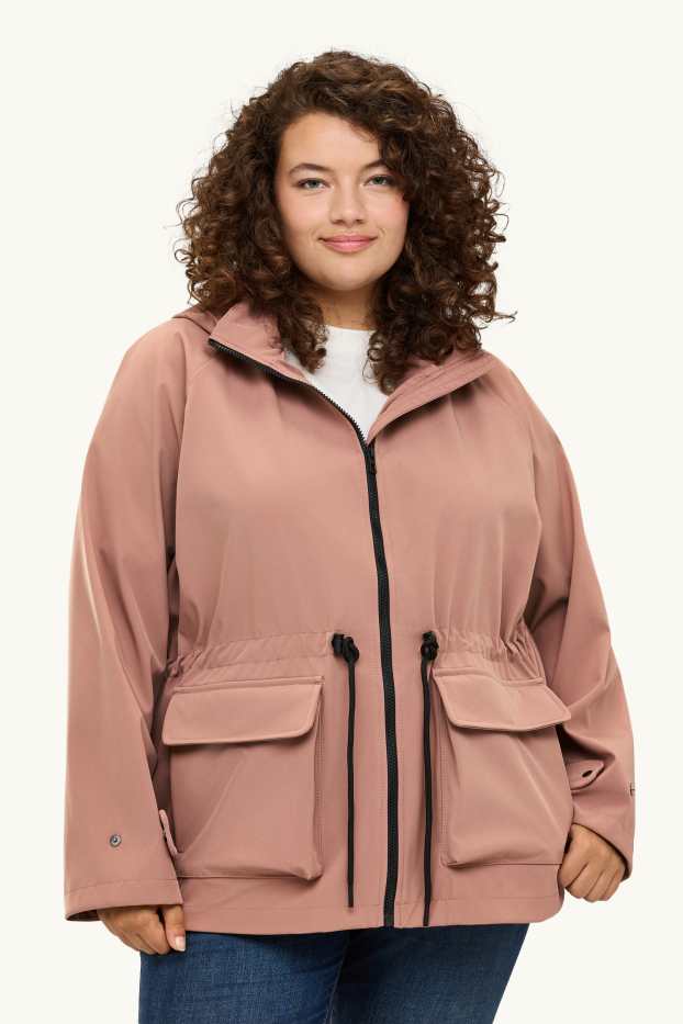 Femmes - Veste à coquille souple avec capuche - finition déperlante - 4 Way Stretch - rose