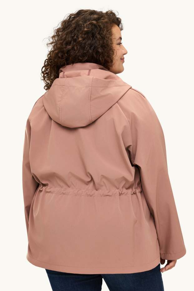 Femmes - Veste à coquille souple avec capuche - finition déperlante - 4 Way Stretch - rose
