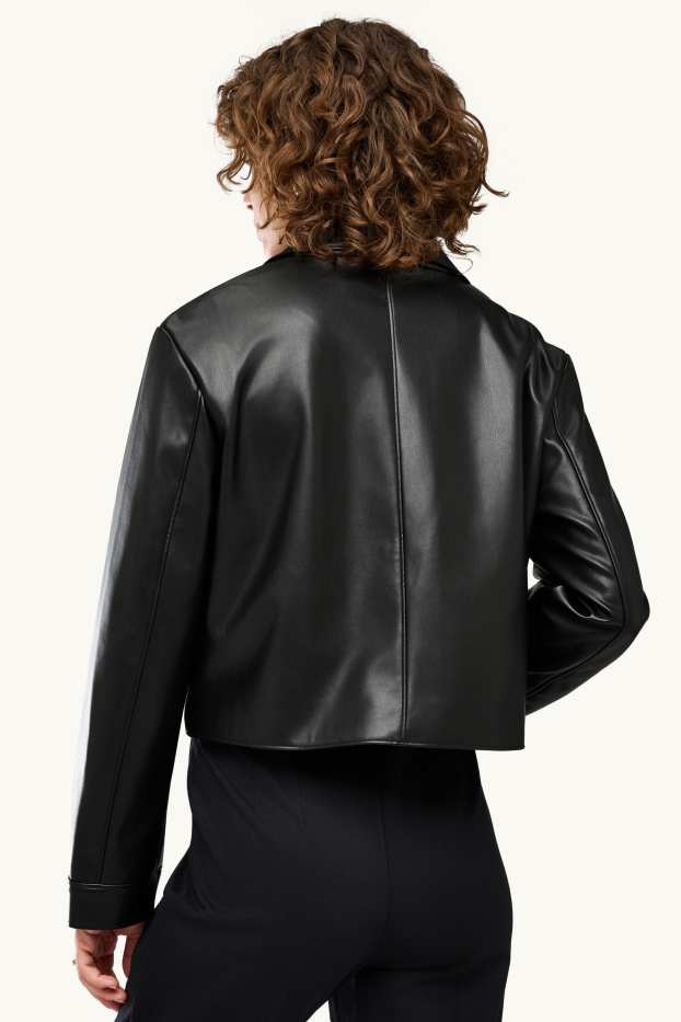 Damen - Jacke - Lederimitat - schwarz