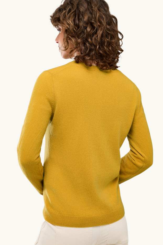 Femmes - Pull en cachemire - jaune moutarde