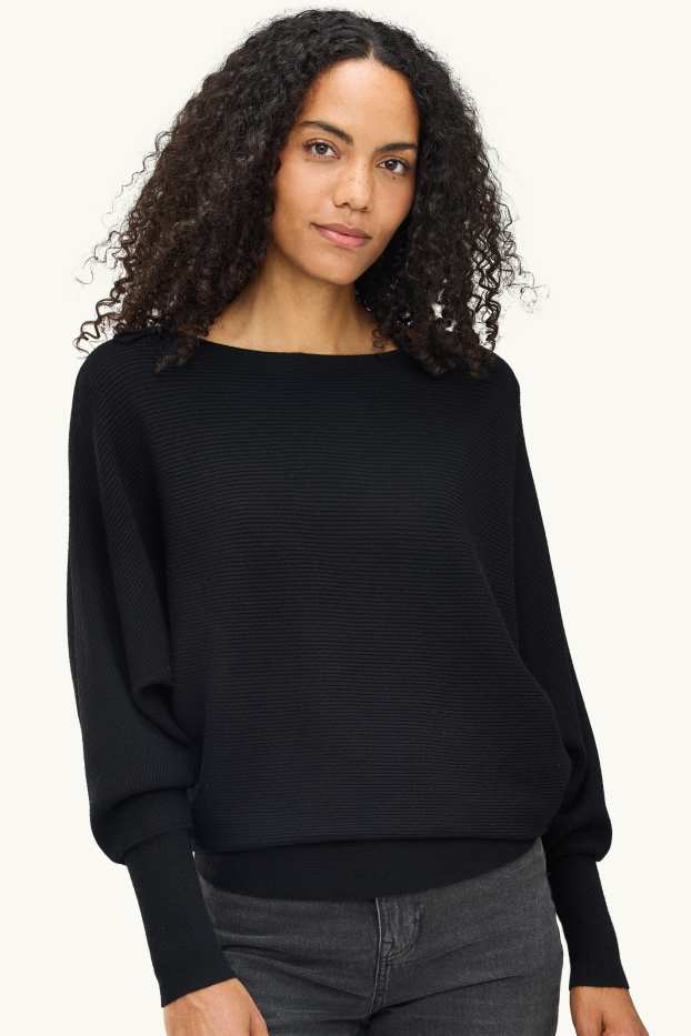 Donna - Maglione - a coste - nero