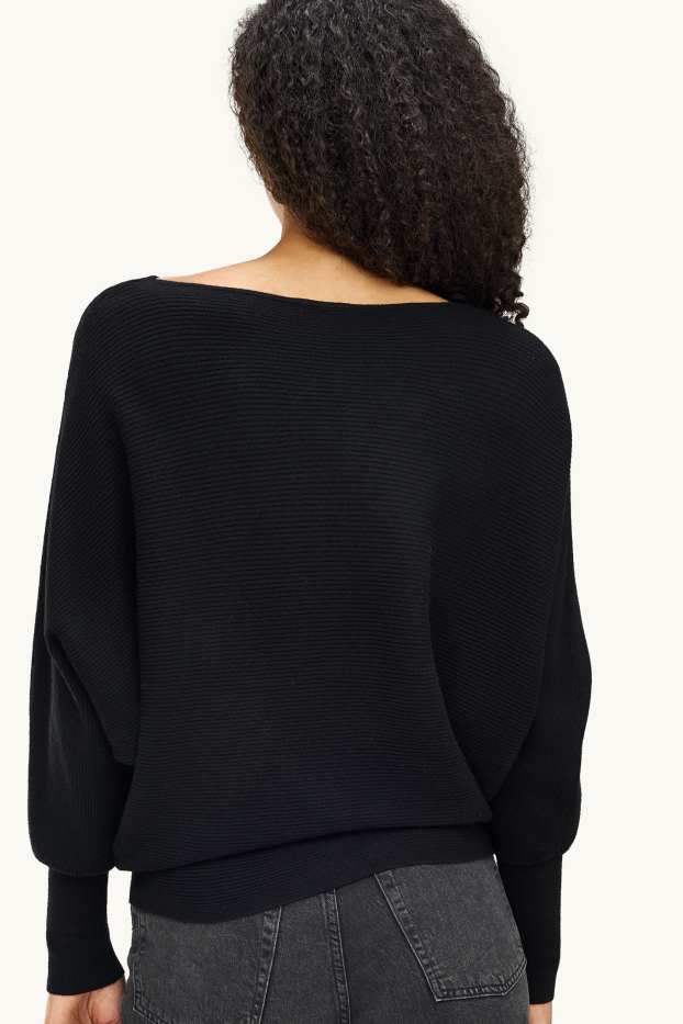 Donna - Maglione - a coste - nero