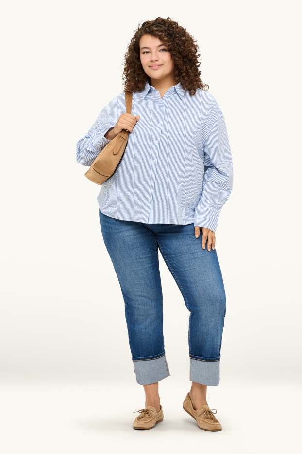 Damen - Crop Straight Jeans - Mid Waist - LYCRA® - jeansblau