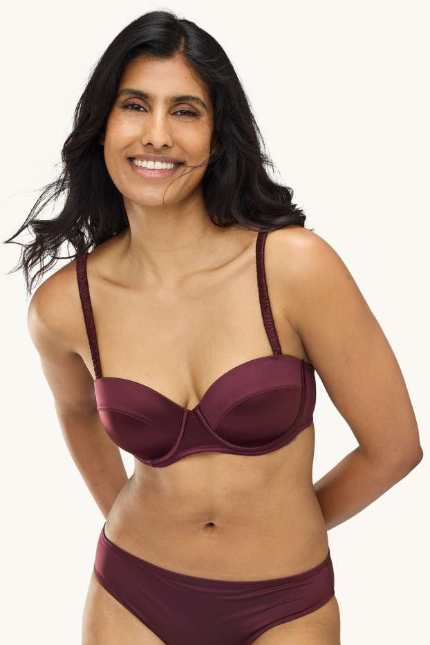 Women - Underwire bra - BALCONETTE - padded - bordeaux