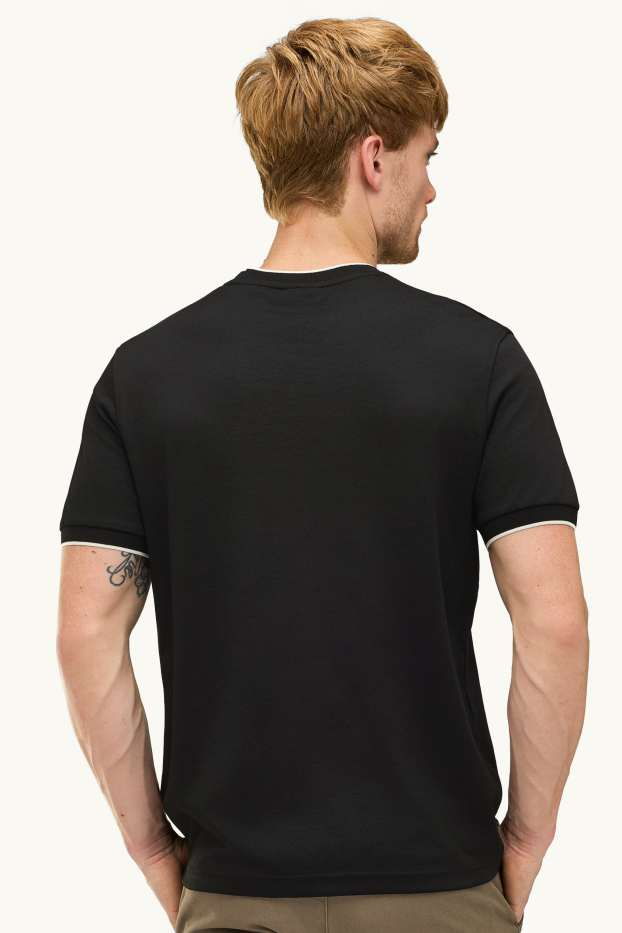 Pánské - Tričko - regular fit - černá/bílá
