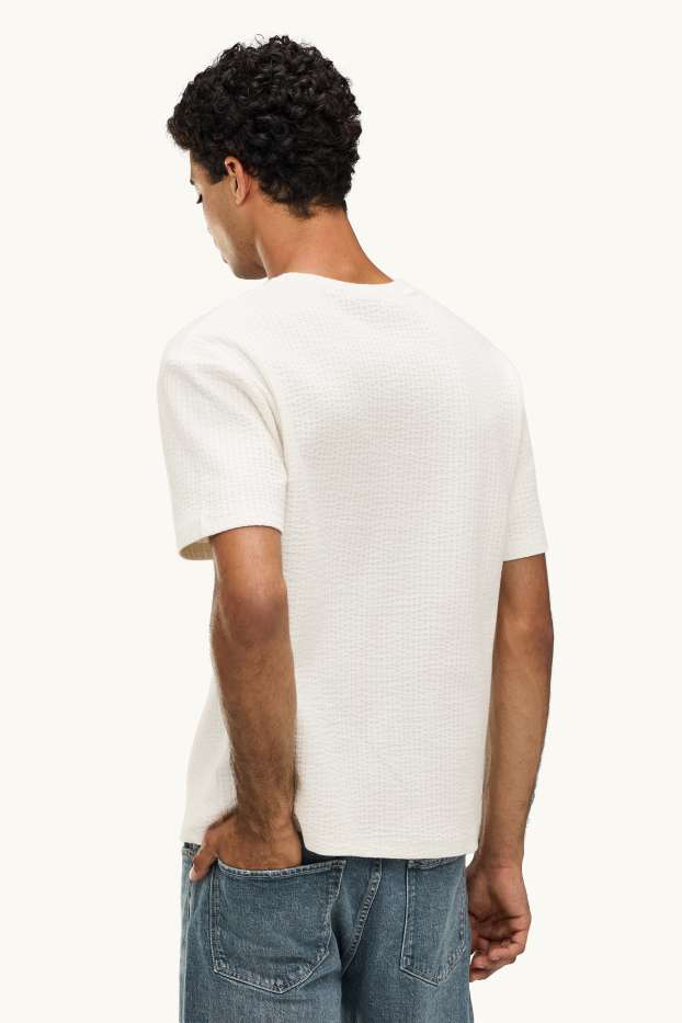 Herren - Strick-T-Shirt - Oversized - strukturiert - weiss