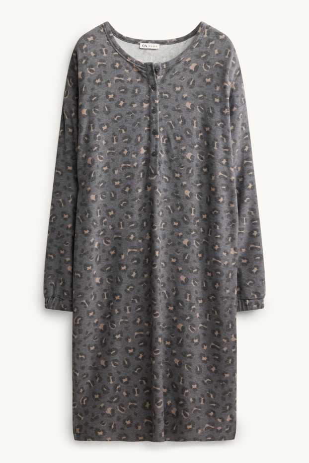 Femmes - Chemise de nuit - imprimé léopard - gris / beige