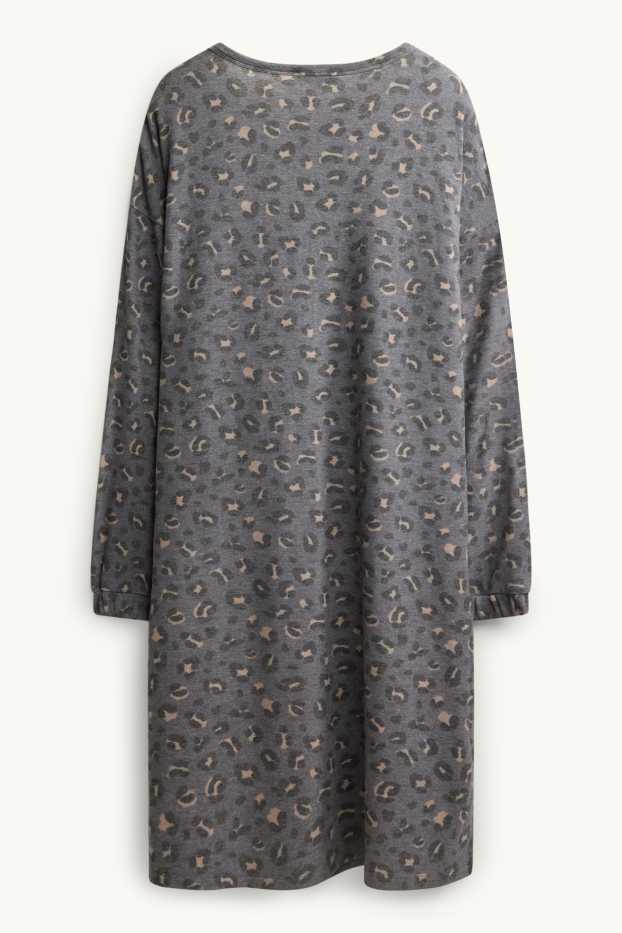 Femmes - Chemise de nuit - imprimé léopard - gris / beige