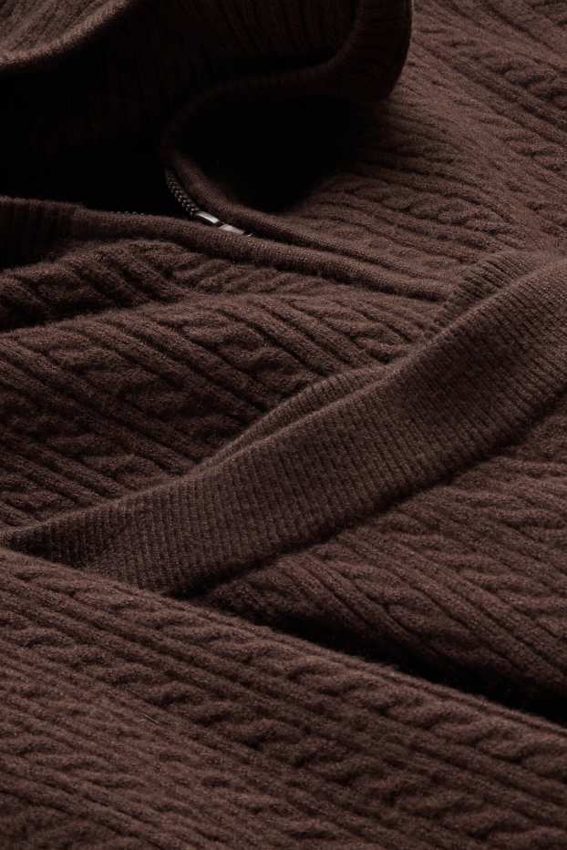 Kinder Mädchen - Set - Strickjacke und Stoffhose - 2 teilig - Zopfmuster - braun