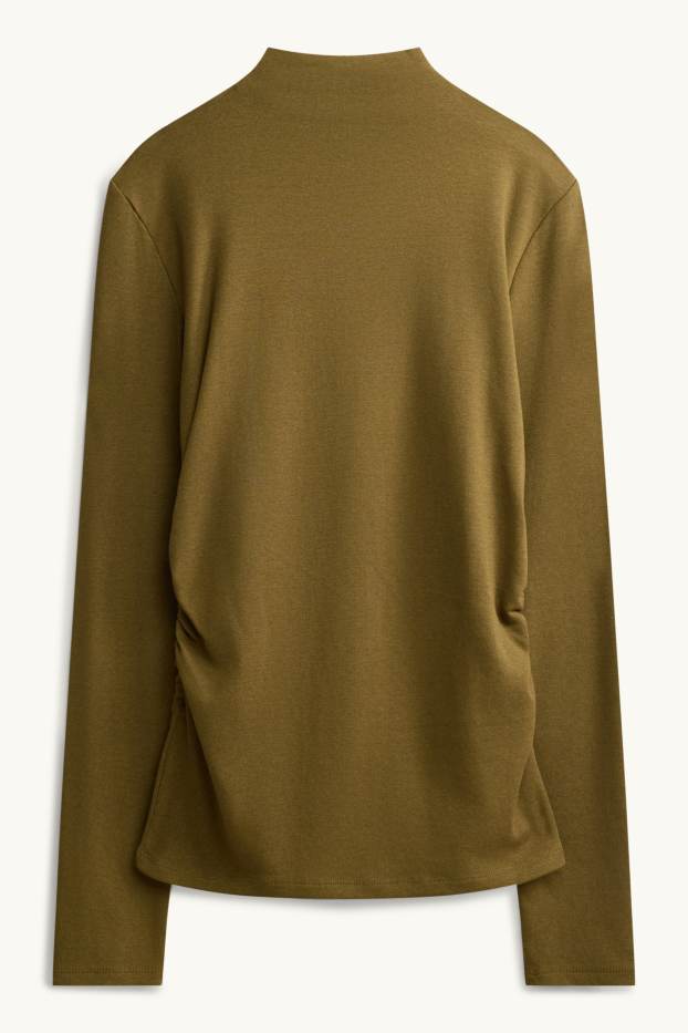 Women - Long sleeve top - slim fit - khaki