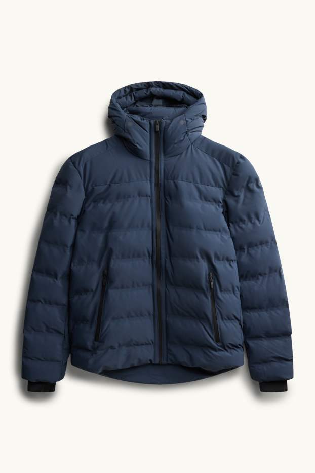 Herren - Steppjacke mit Kapuze - gefüttert - dunkelblau