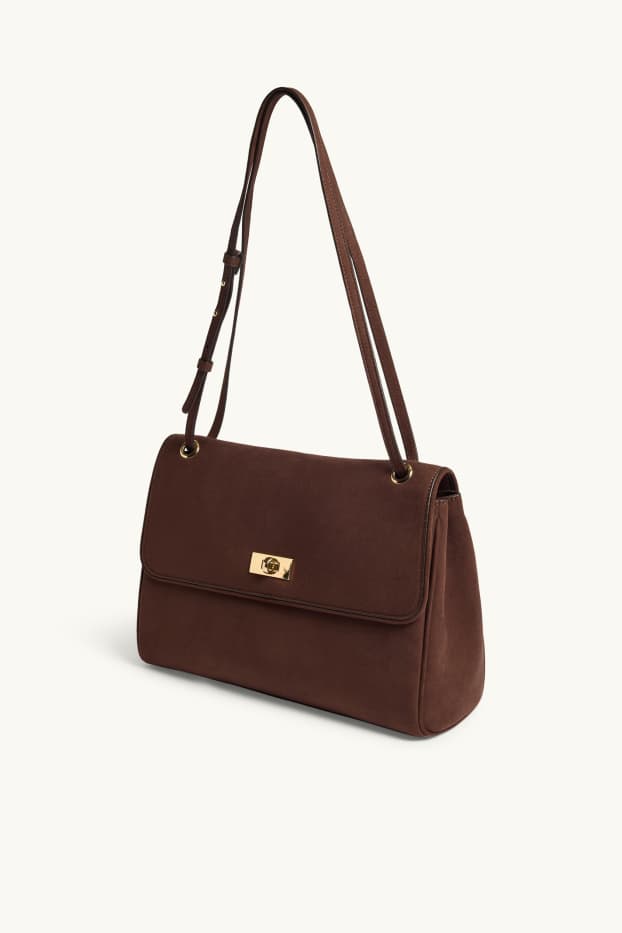 Donna - Borsa a tracolla - similpelle scamosciata - marrone