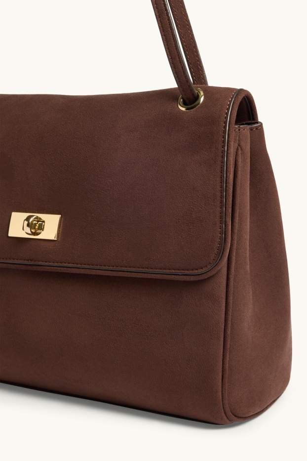 Donna - Borsa a tracolla - similpelle scamosciata - marrone