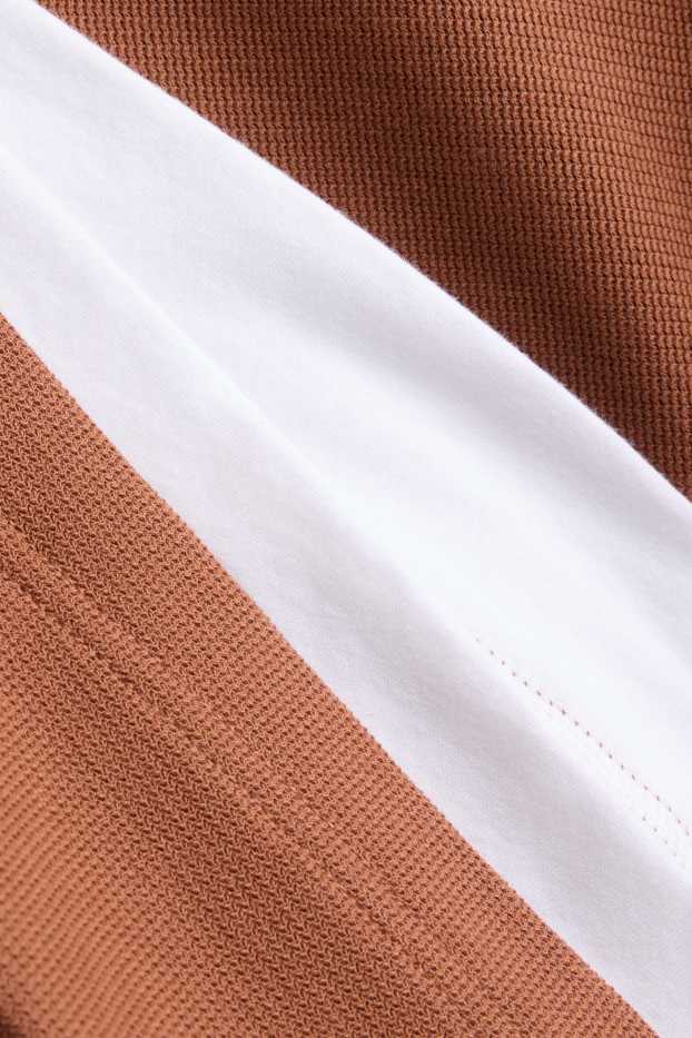Herren - Pullover - 2-in-1-Look - strukturiert - braun / cremeweiß