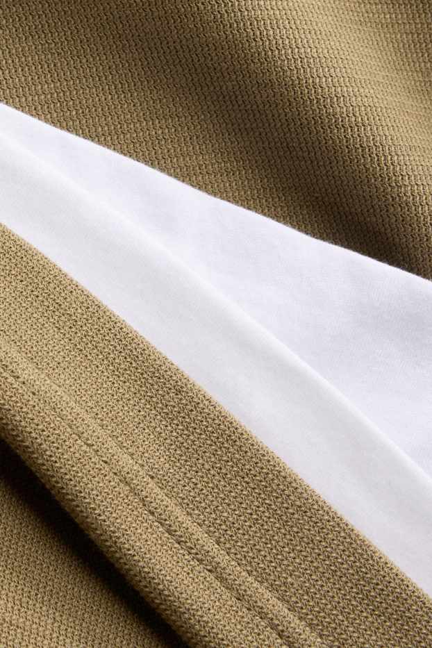 Herren - Pullover - 2-in-1-Look - strukturiert - khaki