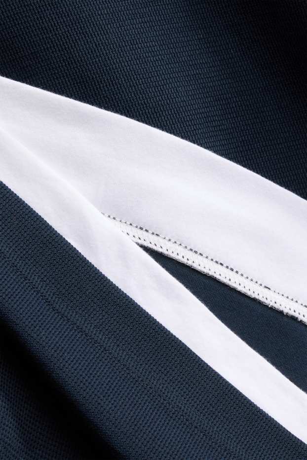 Herren - Pullover - 2-in-1-Look - strukturiert - dunkelblau / weiß