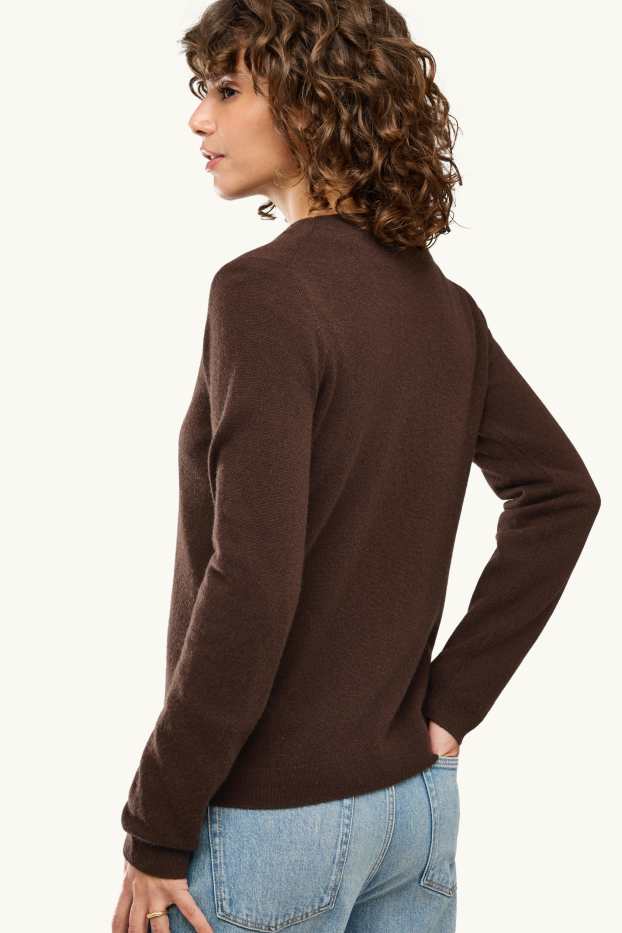Femmes - Pull en cachemire - marron foncé