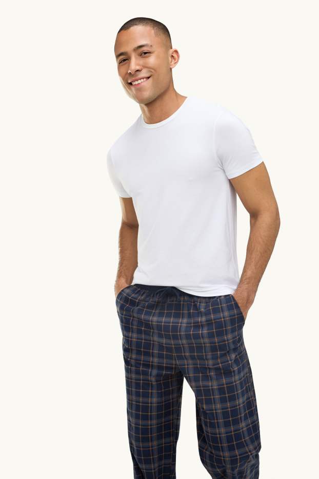 Bărbați - Pantaloni de pijama - în carouri - maro / albastru închis