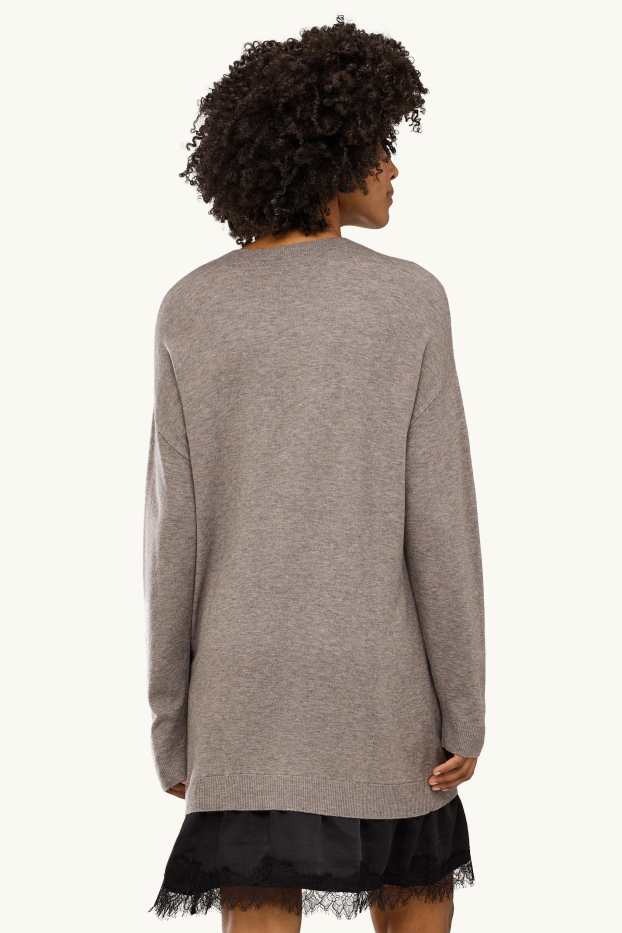 Femei - Rochie din tricot - aspect 2 în 1 - gri / negru