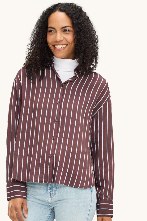Femmes - Blouse-chemise - à rayures - rouge / blanc