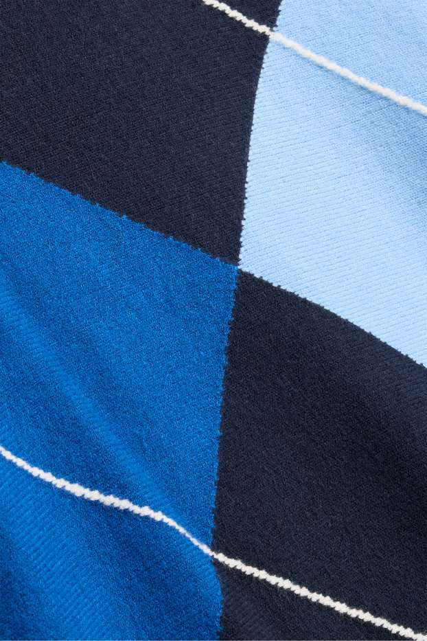 Women - Jumper - check - blue / dark blue