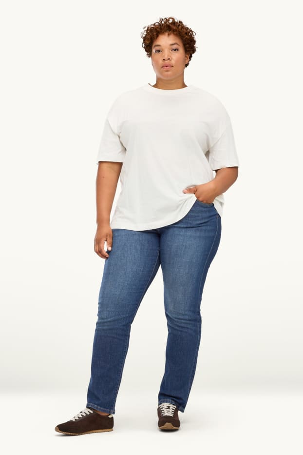 Dona - Straight Jeans - mid waist - LYCRA® - blau fosc