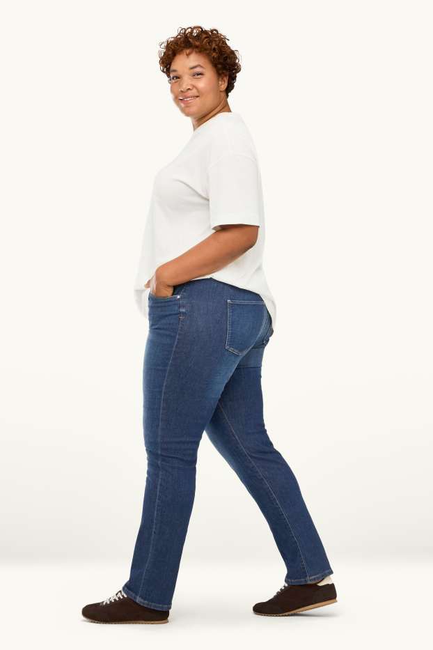 Dona - Straight Jeans - mid waist - LYCRA® - blau fosc