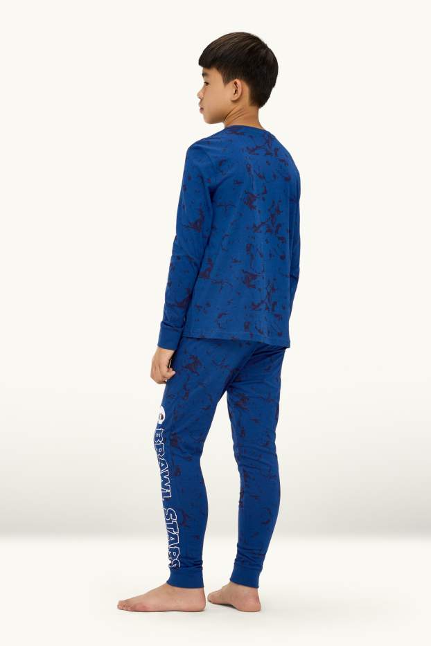 Kinder Buben - Brawl Stars - Pyjama - 2 teilig - gemustert - blau