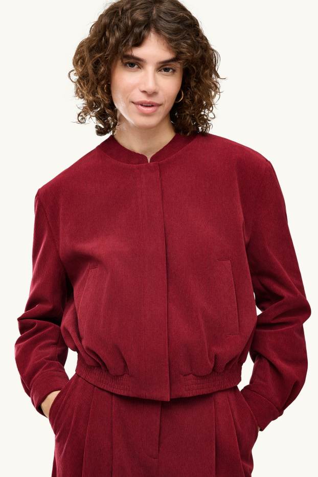 Dona - Blazer de pana - relaxed fit - vermell fosc