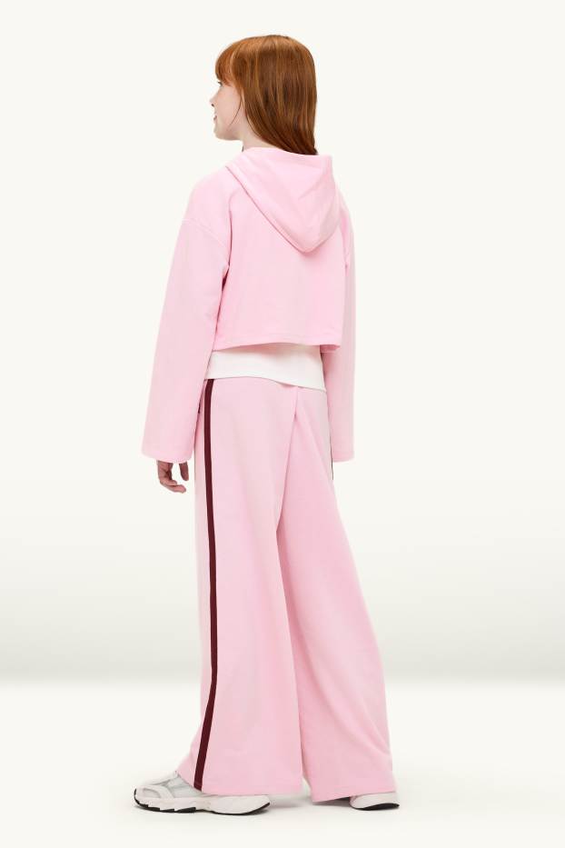 Nena - Conjunt - dessuadora amb caputxa, samarreta de màniga curta i pantalons de xandall - 3 peces - rosa clar