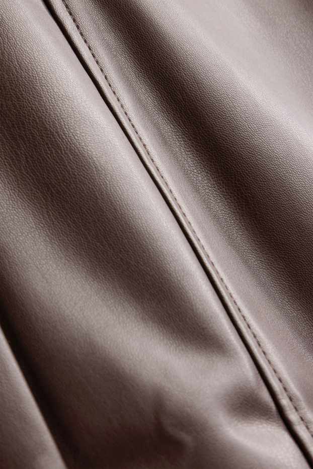 Damen - Hose - High Waist - Barrel Leg - Lederimitat - braun
