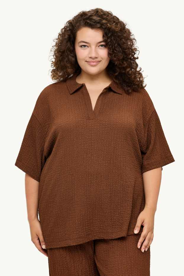 Dámské - Polokošile - regular fit - rezavě hnědá