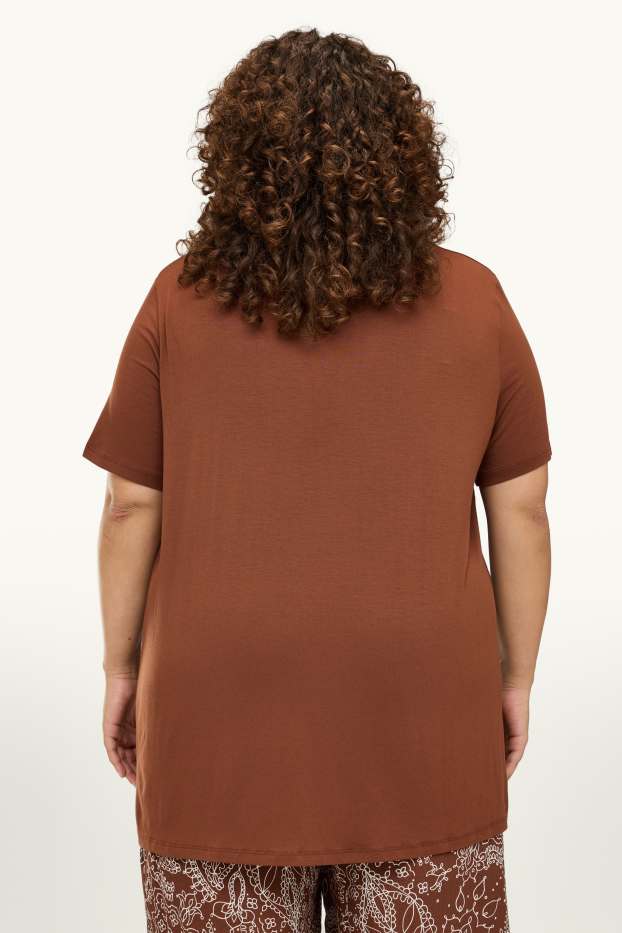 Dona - Samarreta de mànigues curtes - relaxed fit - marró