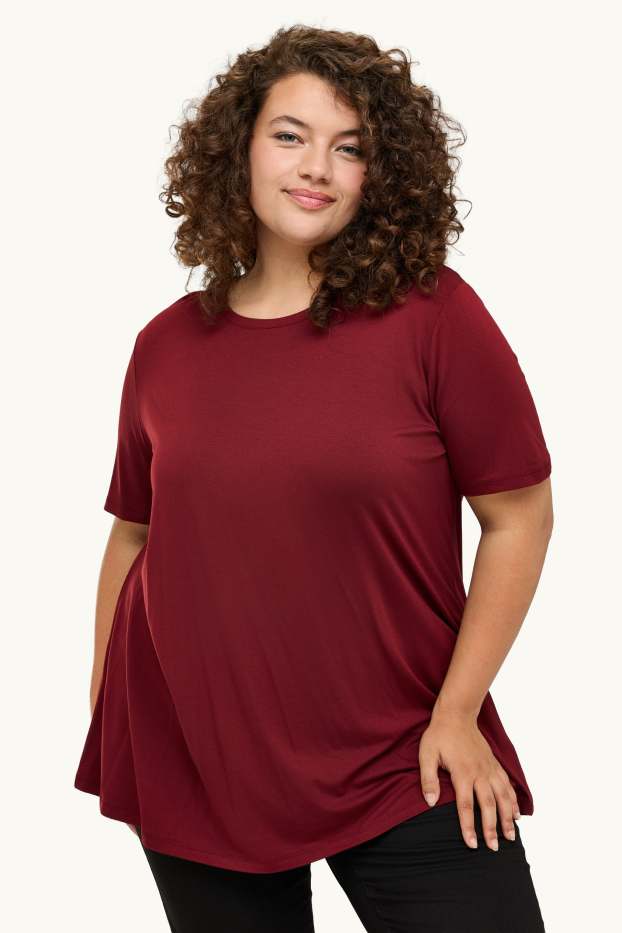 Dames - T-shirt - relaxed fit - bordeaux