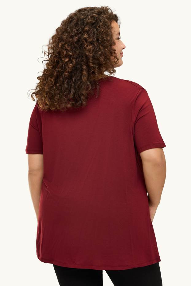 Dames - T-shirt - relaxed fit - bordeaux