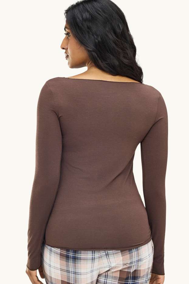 Donna - Maglia intima con componente di cashmere - marrone