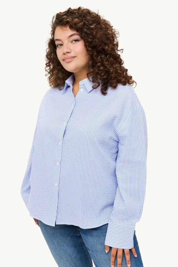 Dona - Brusa camisera - de ratlles - blau/blanc