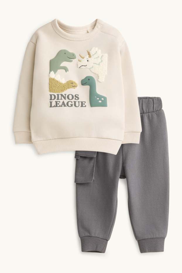 Neonati - Dinosauro - completo neonati - 2 pezzi - grigio / beige
