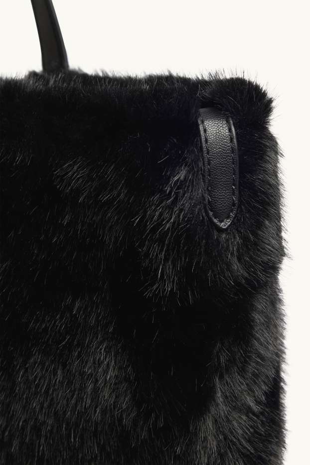 Women - Large faux fur shopper - black