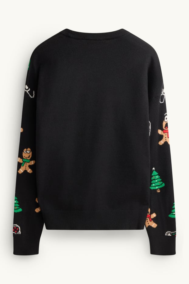 Bambini - Omino di pan di zenzero e abete - maglione natalizio - nero