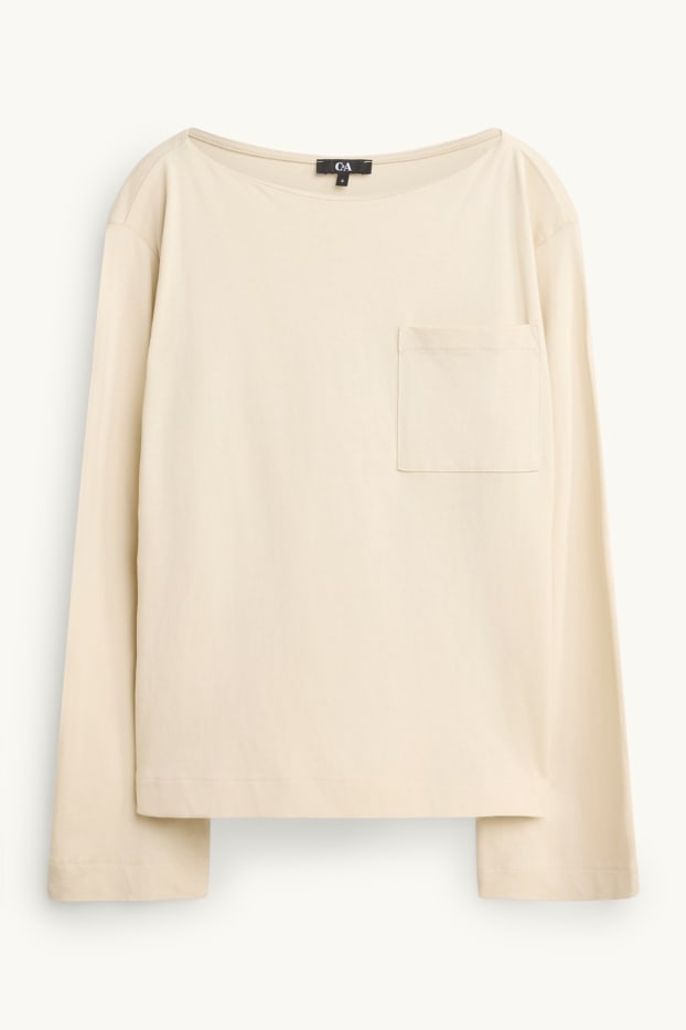 Dames - Longsleeve - relaxed fit - crèmekleurig