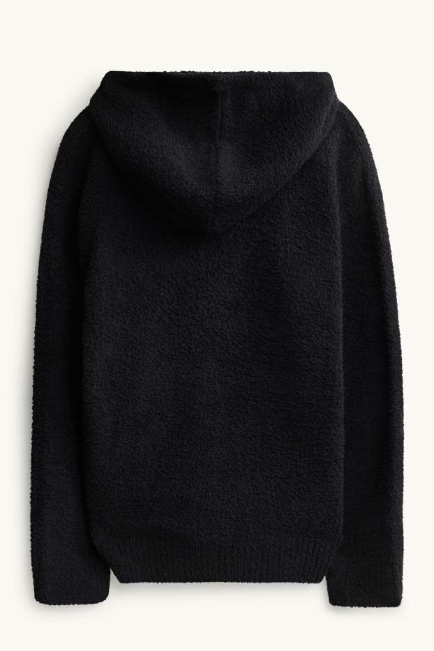 Children Boys - Teddy fur hoodie - black