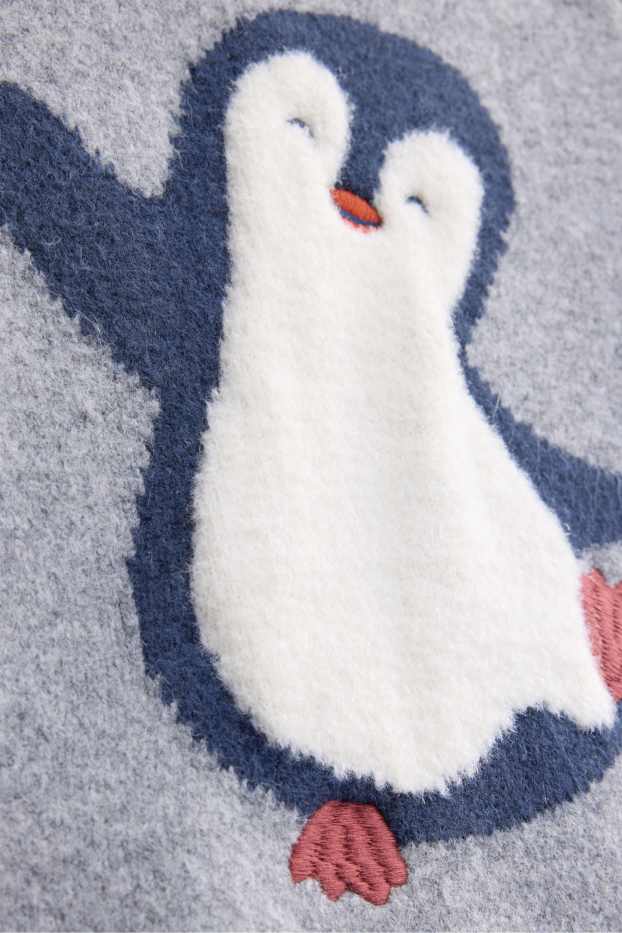 Bebeluși - băieți - Pinguin - pulover bebeluși - gri melanj