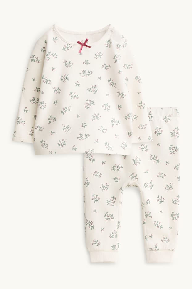 Neonate - Vischio - pigiama neonati - 2 pezzi - verde / bianco crema