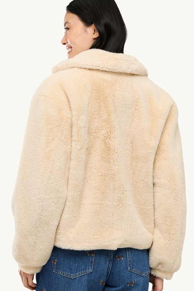 Donna - Giacca in pelliccia sintetica - bianco crema
