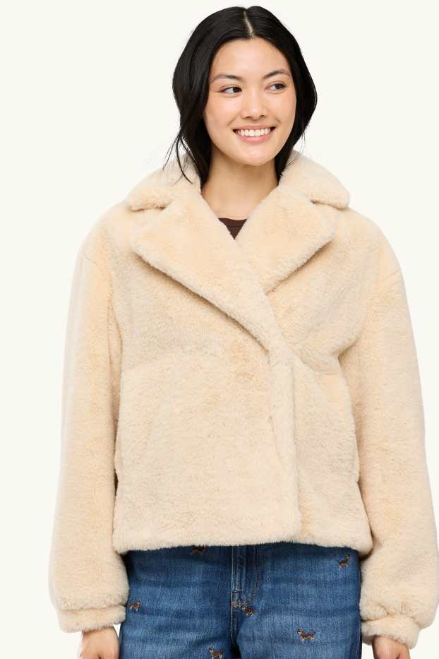Donna - Giacca in pelliccia sintetica - bianco crema