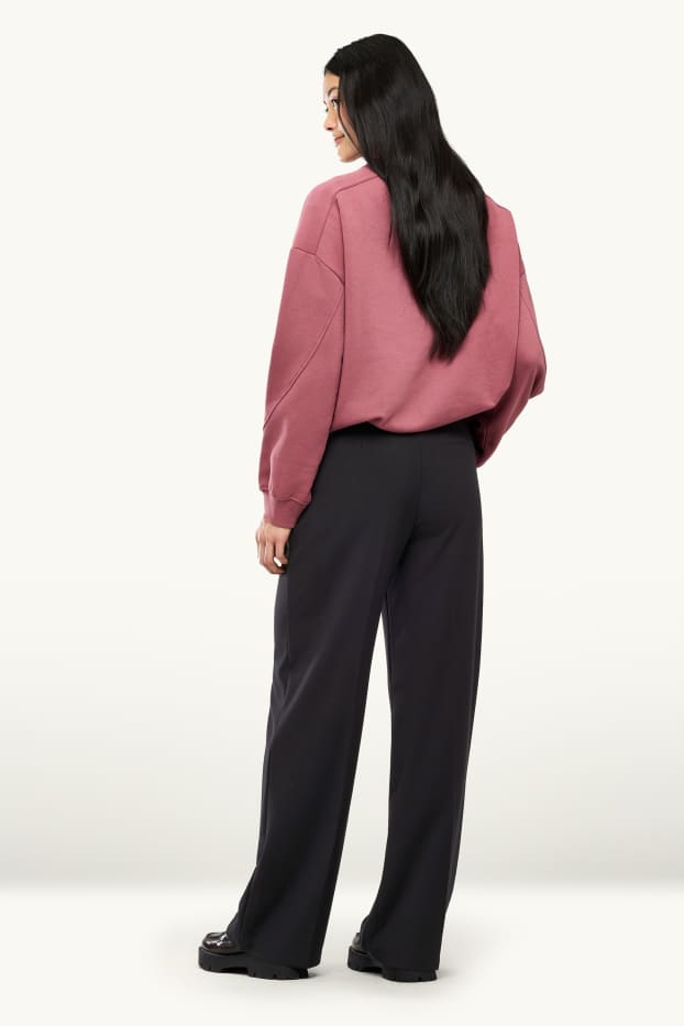 Damen - Stoffhose - Mid Waist - Straight Fit - schwarz