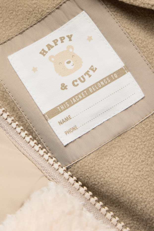 Bébés garçons - Ourson - veste peluche bébé à capuche - rembourrée - beige