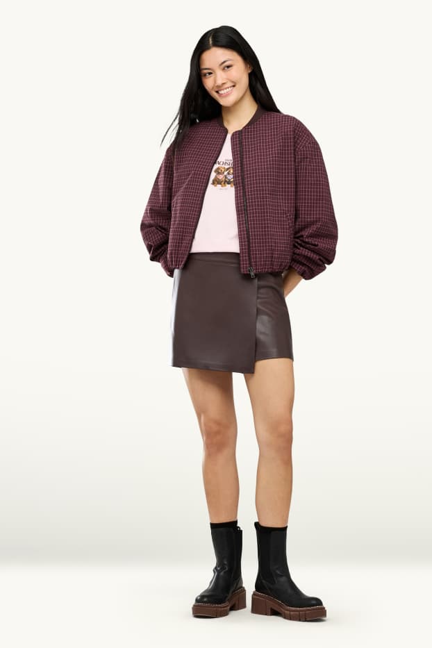 Donna - Gonna pantalone - similpelle - marrone scuro